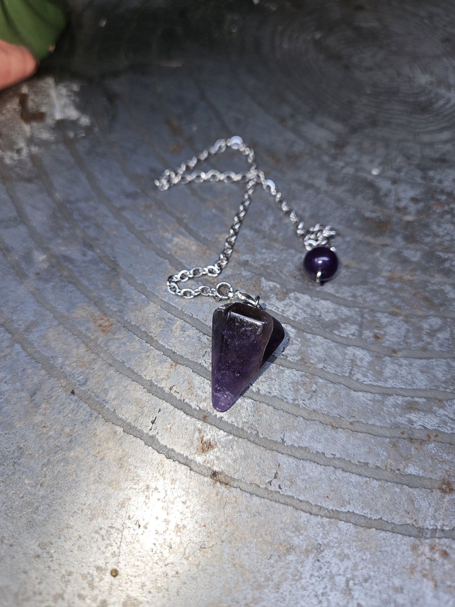 Pendel Amethist 2,5cm Facet geslepen met afneembare ketting met amethist kraal