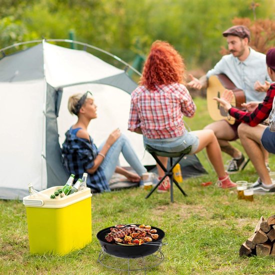 Draagbare kogelbarbecue met deksel - Fijne BBQ picknickbarbecue - Groot oppervlak - Houtskolen - Ø36cm - Zwart — afbeelding 2