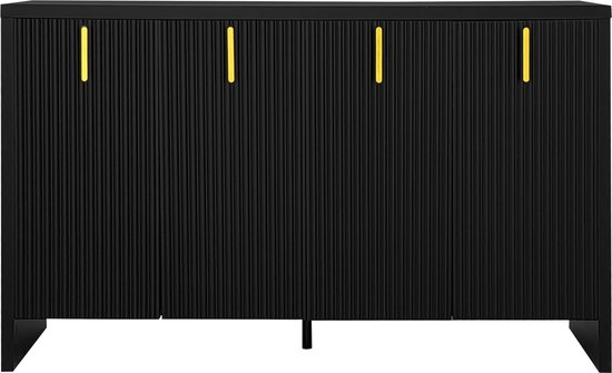 Gutent Dressoir, Zwart (152 x 40 x 75 cm), met Een Uniek Golvend Ontwerp en gouden