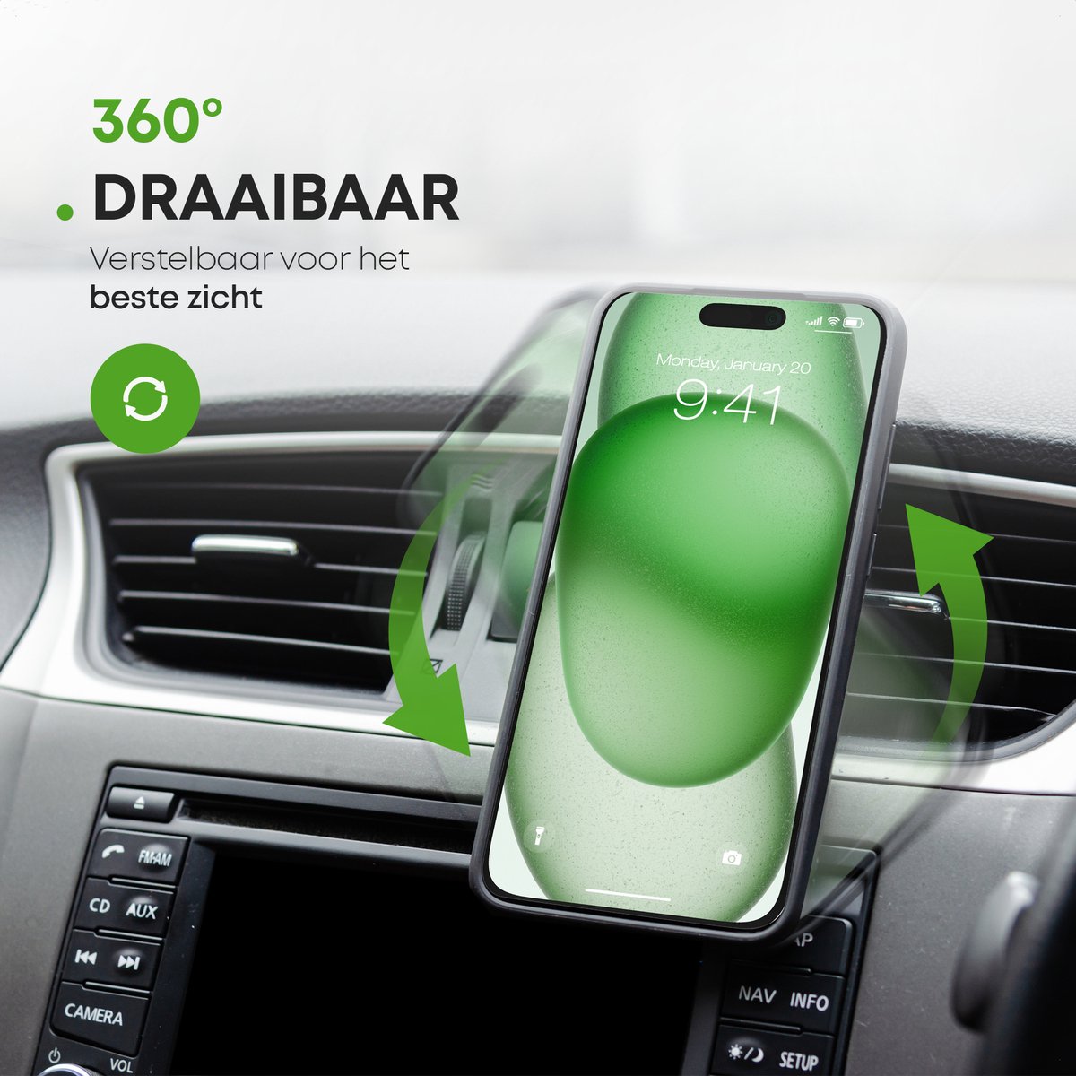 iSetchi Telefoonhouder Auto - Magnetisch - Metaal & Stevig - Zwart - GSM Mobiel Houder - Autohouder - Universeel - Telefoonhouders Auto Ventilatie – foto 6