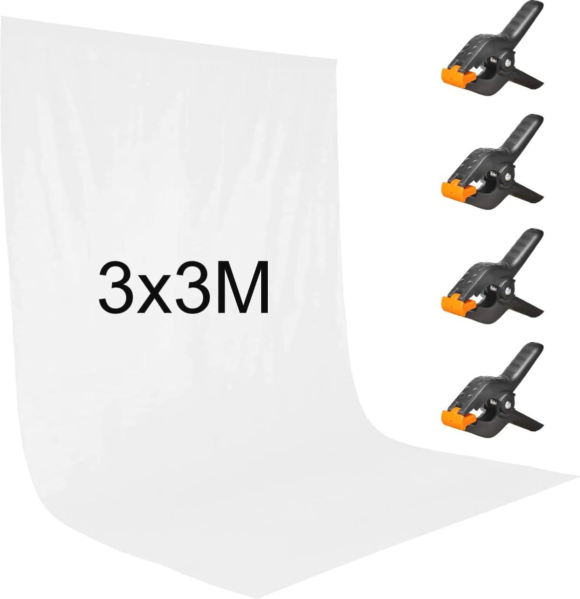 Witte Achtergrond voor Fotografie en Video - 3 x 3 m Polyester, Anti-Rimpel, Opvouwbaar