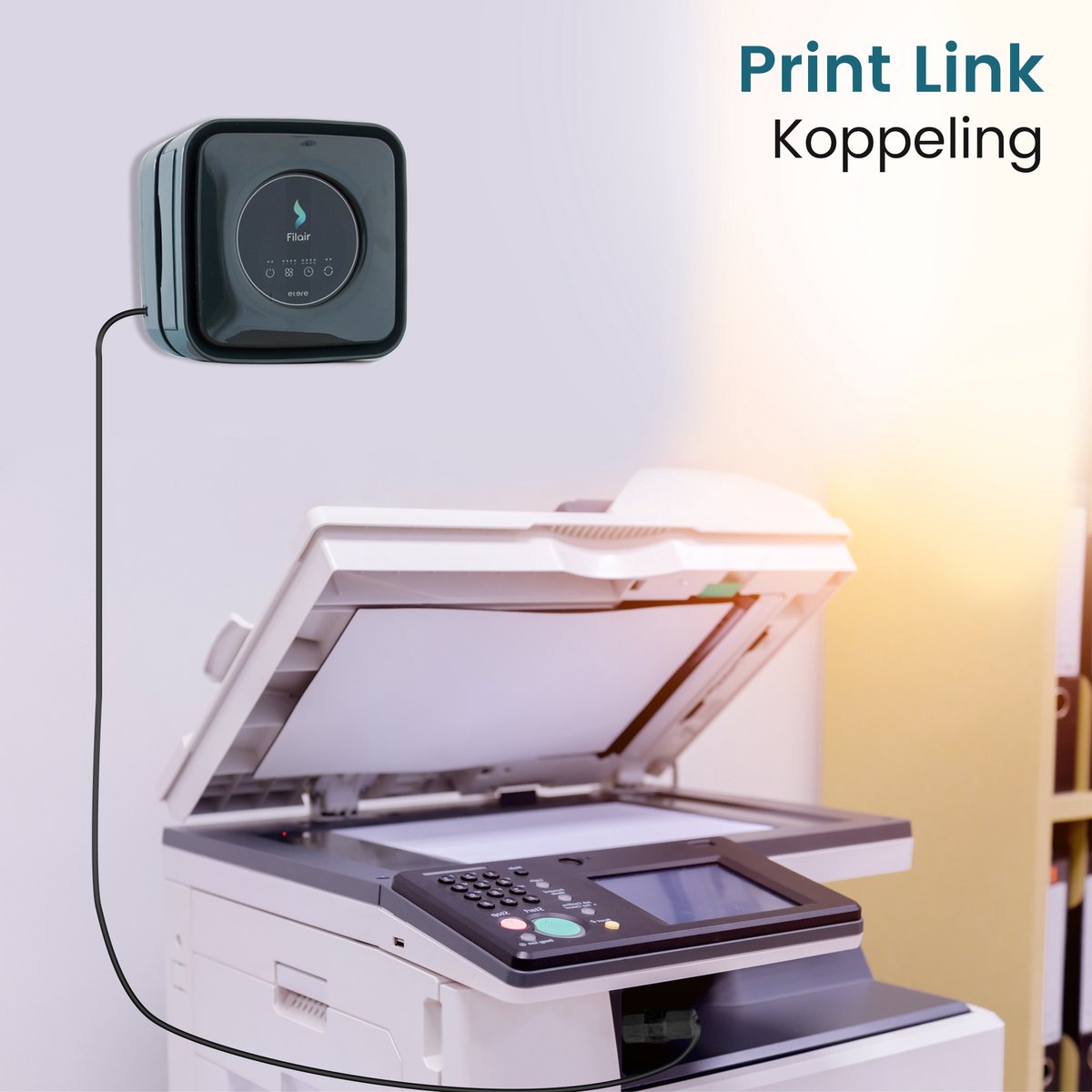 Filair Luchtreiniger - Met Print link - 3 in 1 filter - Luchtreiniger bij printer - Luchtzuiveraar met Hepa filter - Koolstoffilter - Magnetisch - Air Purifier - 30m² - Printer - Zwart — afbeelding 2