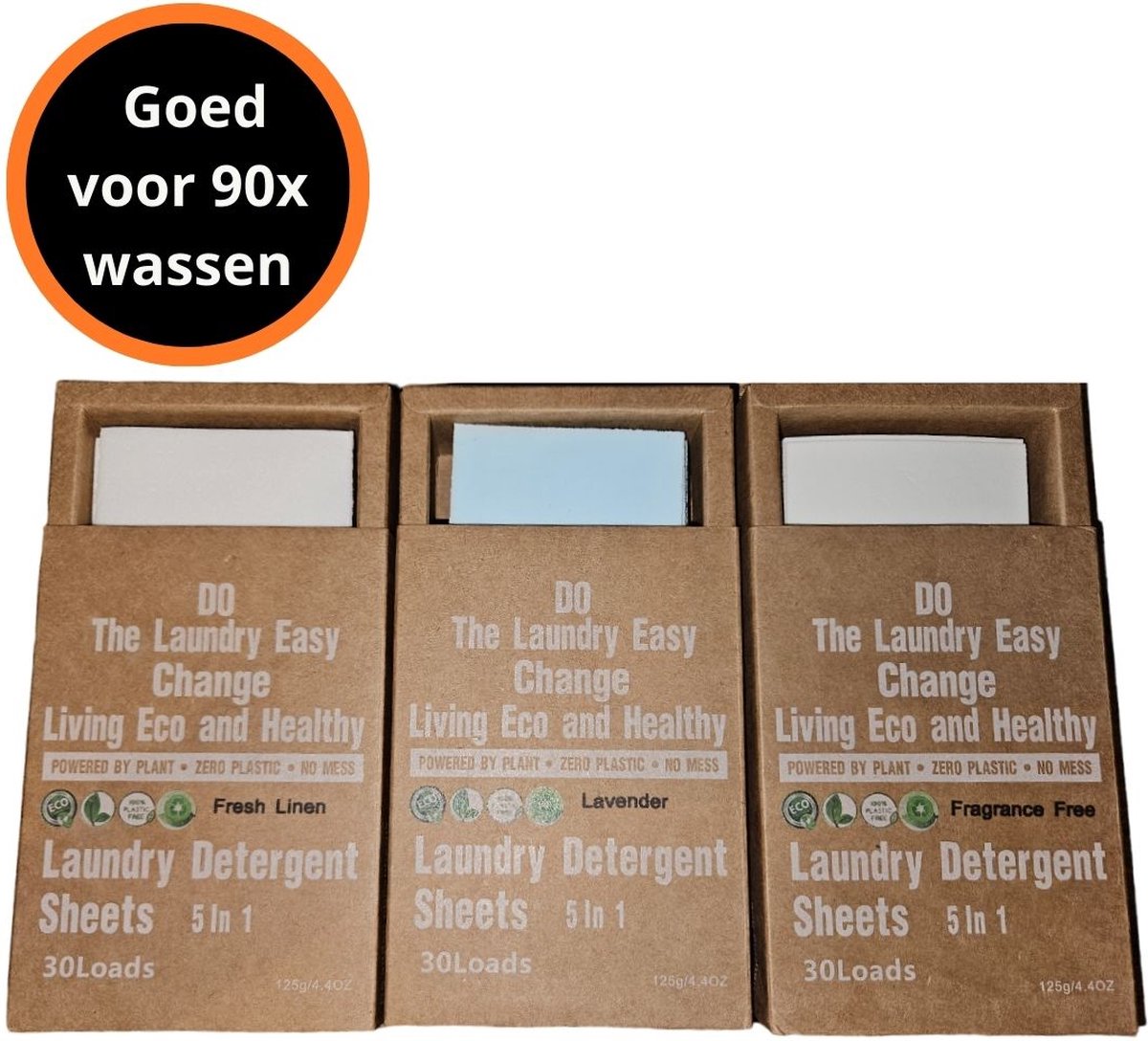 Goedkoopste Natuurlijke wasmiddeldoekjes - Fresh Linen/Lavendel/Parfumvrij wasstrips 90 wasbeurten incl. wasverzachter - Detergent Sheets - Wasvellen - Vegan wasdoekjes