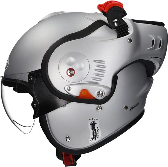 Roof Boxer V8 Alpha Silverwhite - Systeemhelm - Maat XS - Boxer helm - Motorhelm - ECE 22-06 gekeurd