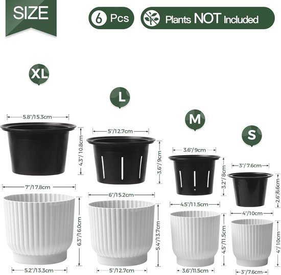 BELUAPI Zelfbewaterende rechthoekige plantenbak, transparante plastic pot met katoenen touw lont, ideaal voor Afrikaanse viooltjes, orchideeën, binnen /buiten, wit, 10,6 x 3,5 x 5,1 inch