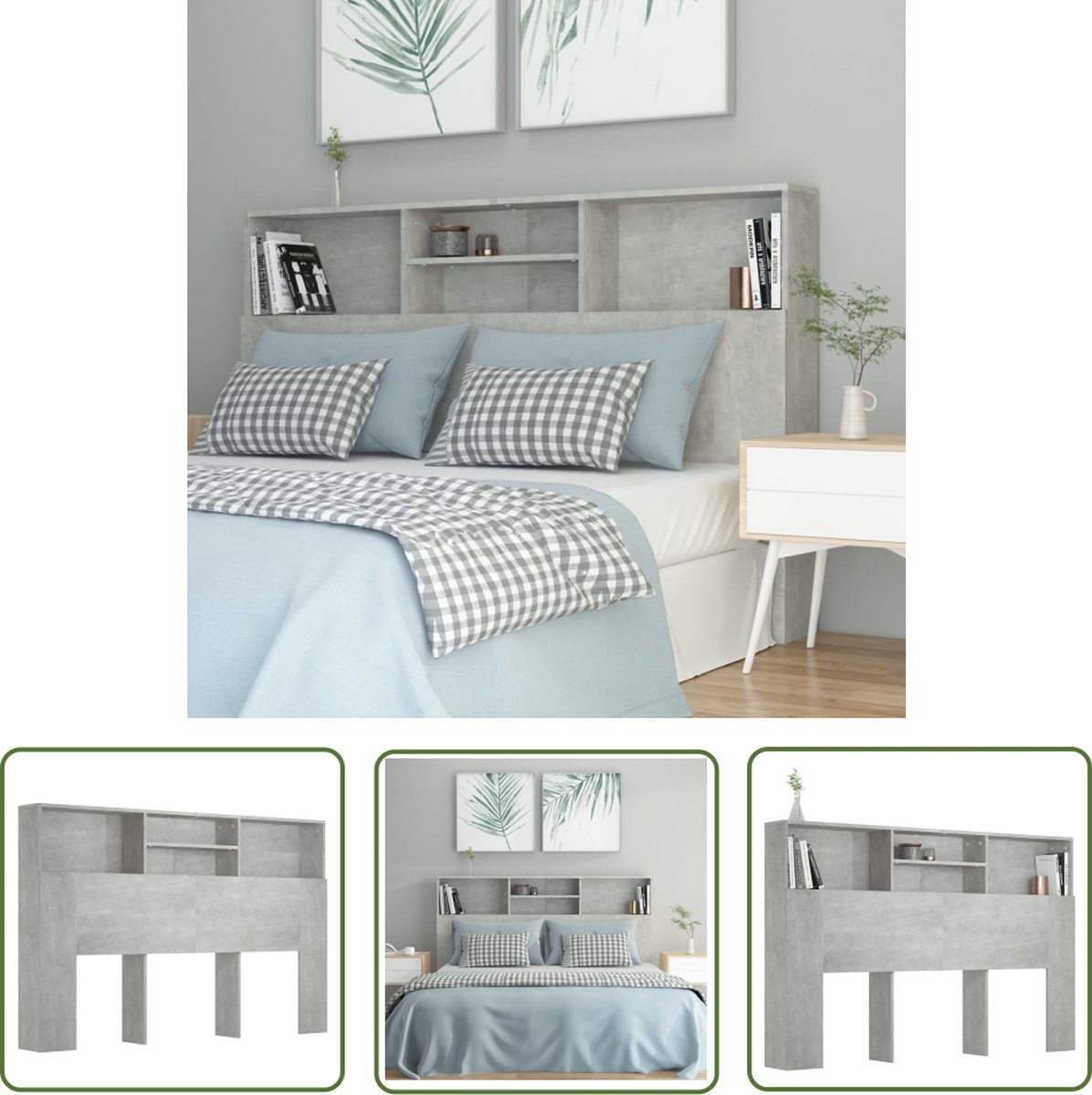 Armoire De Tête De Lit Chêne Fumé 200x19x103,5 Cm POI48233 Bonnevie Meuble