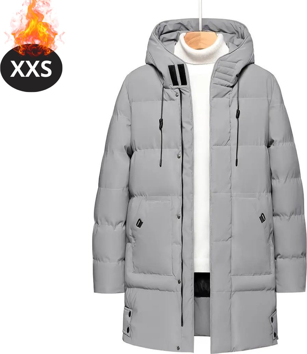 Nivard Luxe Winterjas Parka Heren Winter Jas Volwassen Stijlvol Met Capuchon Grijs