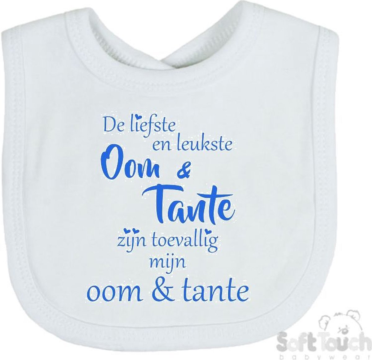 Goedkoopste Soft Touch Slabber Slabbetje Slab De liefste en leukste Oom & Tante zijn toevallig mijn Oom & Tante Unisex Katoen Wit/blauw Maat 33x22 Cm