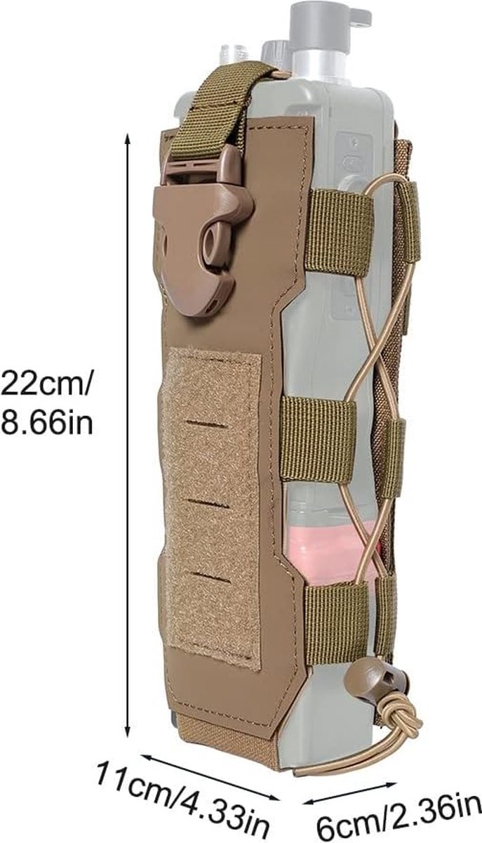 Bidontas - Bidonhouder - Opbergtas voor bidons voor op de fiets - Verstelbare bidontas Geschikt voor buiten wandelen en kamperen Wandelrugzakken en riemen - khaki van Bidon — afbeelding 5
