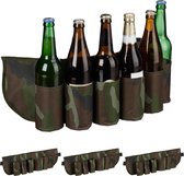 Relaxdays 4x bier gordel camouflage - drankgordel voor blikjes of flesjes - bier riem