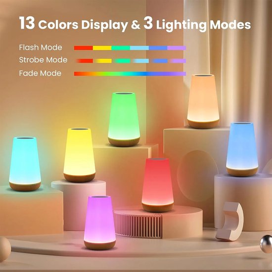 Wothfav Ronde sfeerlamp, tastbare nachtlamp, RGB-kleurveranderend sfeerlicht, lampen met meerdere standen, tafellamp met afstandsbediening