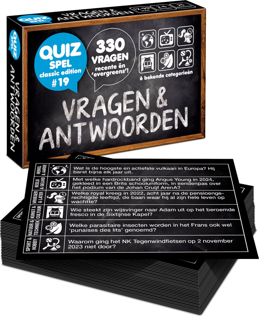 Vragen & Antwoorden #19 - Kaartspel - Pocketformaat Trivia Quiz en Aanvulset / Uitbreiding - 330 NIEUWE NEDERLANDSE VRAGEN!
