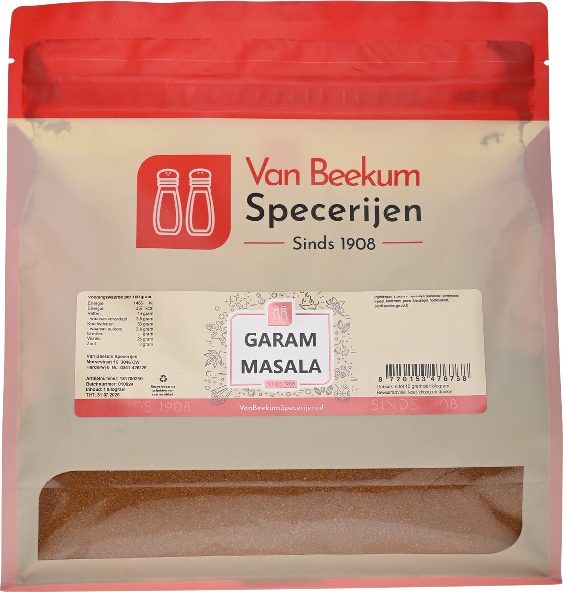 Goedkoopste Van Beekum Specerijen - Garam Masala - 1 kilo (hersluitbare stazak