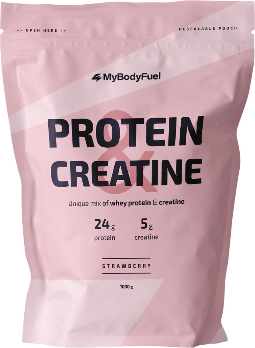 Goedkoopste MyBodyFuel - Whey Protein & Creatine - Aardbei - Eiwitpoeder met creatine monohydraat - Eiwit shake - 1000 gram