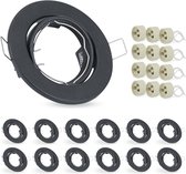 12er LED Ingebouwde Spotlight Gu10 Ingebouwde Frame Ronde Ingebouwde Spotlight met 30° Rotatie Inclusief Verchroomde Halogeen Lamphouder Gu10 Voor LED Bulbs