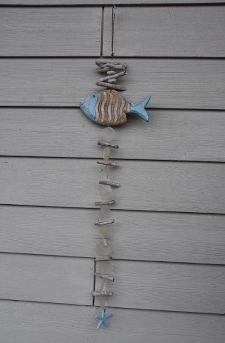 Hanger vis blauw met schelp H110