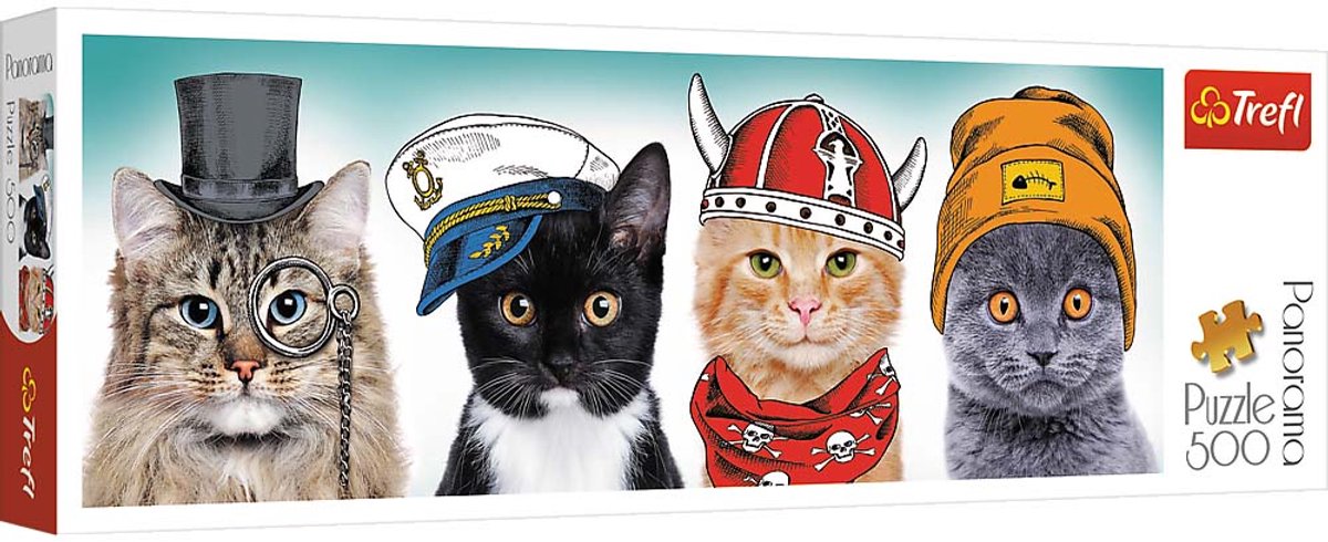 Trefl panorama puzzel 500 stukjes Fluffy Team dieren.