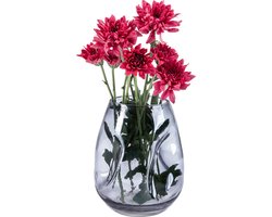 QUVIO Vase cabossé - Vases pour fleurs séchées - Vase à fleurs - Taille S - Glas - Grijs