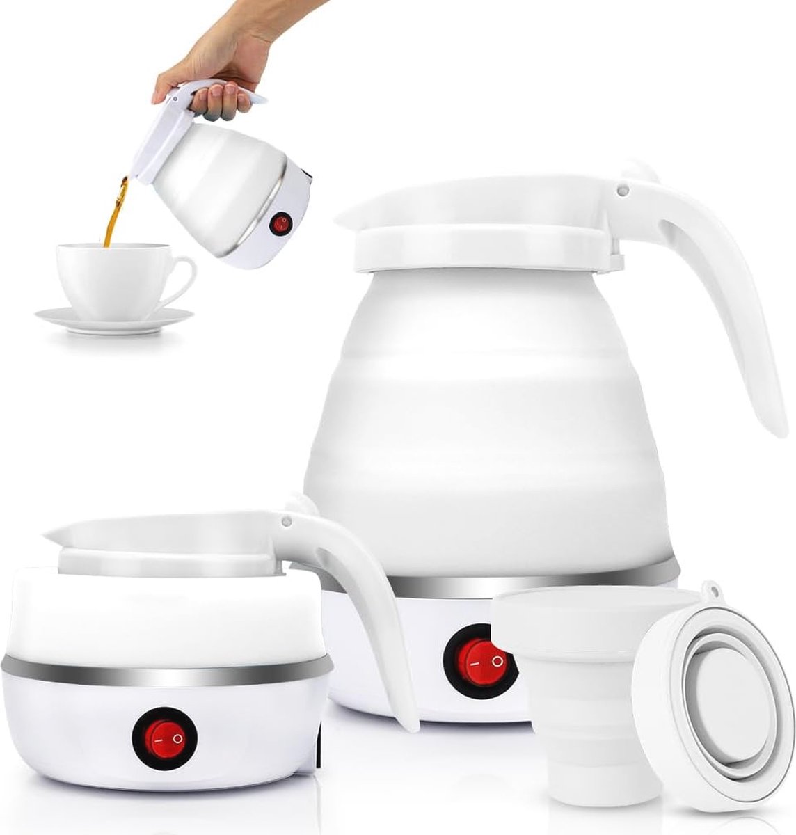 Draagbare waterkoker 600 ml - Opvouwbare mini-elektrische siliconen waterketel voor camping en reizen