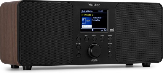 DAB radio met Bluetooth - Audizio Genua - DAB+ radio, FM radio - Auto scan - Houtlook