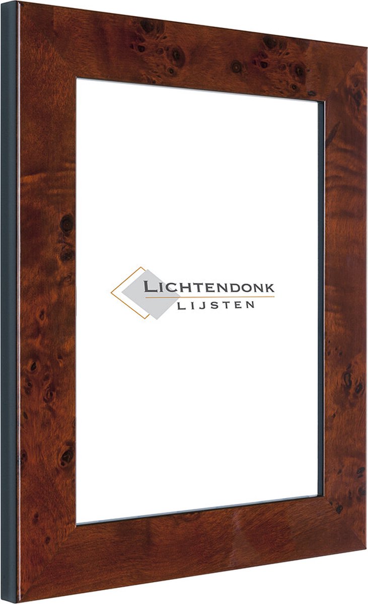 Lichtendonk Fotolijst - Wortelnoot - 3 cm breed profiel - Fotomaat 28x35 - Ontspiegeld ACRYLITE® - Art.nr. 10592128353 Bruin