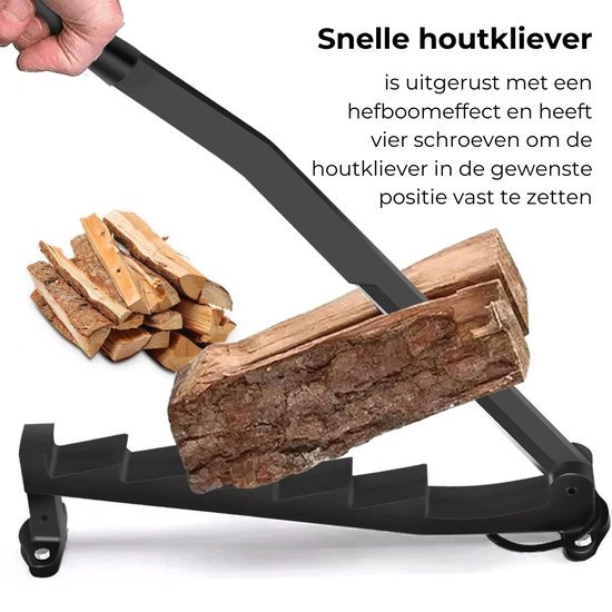 Thuys Houtklover - Houtsplijter - Kloofmachine - Houtklover voor Aanmaakhout - Splijtwig - Carbonstaan - Universeel - Zwart van Thuys — afbeelding 4
