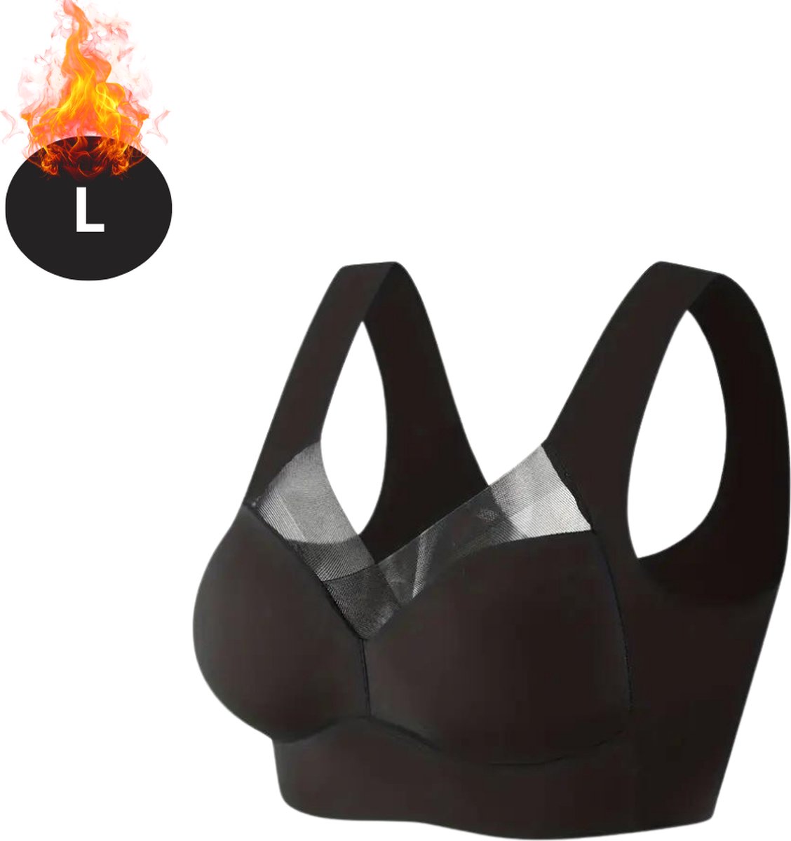Bovista BH Zonder Beugel - Zonder Bandjes - Push-up Bh's - Comfort Beha - Comfortabel - Sterk - Dames - Zwart