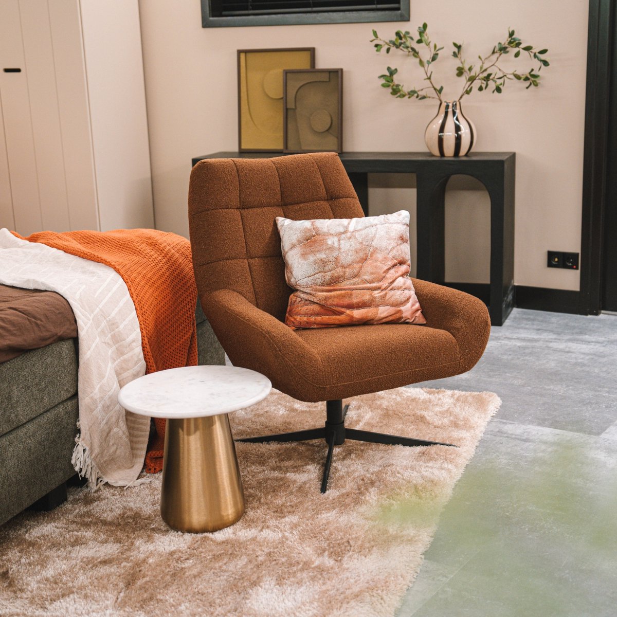 Unique Living Plaid Kos - Polyester - Terra - 127x152 cm (BxL) Oranje/Terra