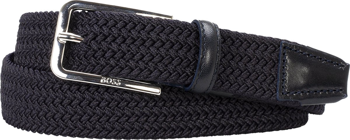 BOSS leren heren riem - navy blauw