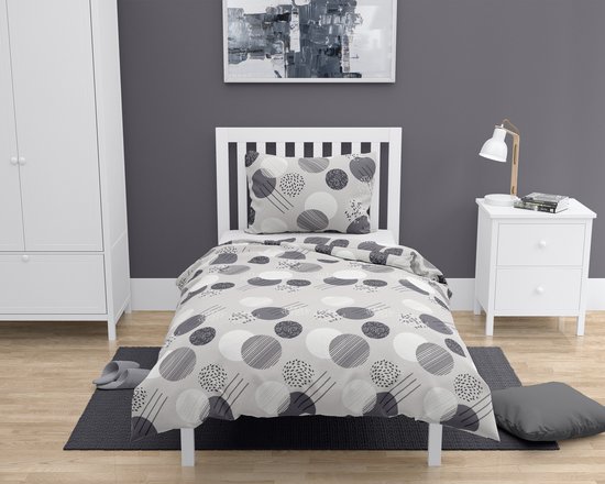 Dekbedovertrek 100% Katoen Premium - 140 x 200cm - 1 persoon - Bollen Beige — afbeelding 2