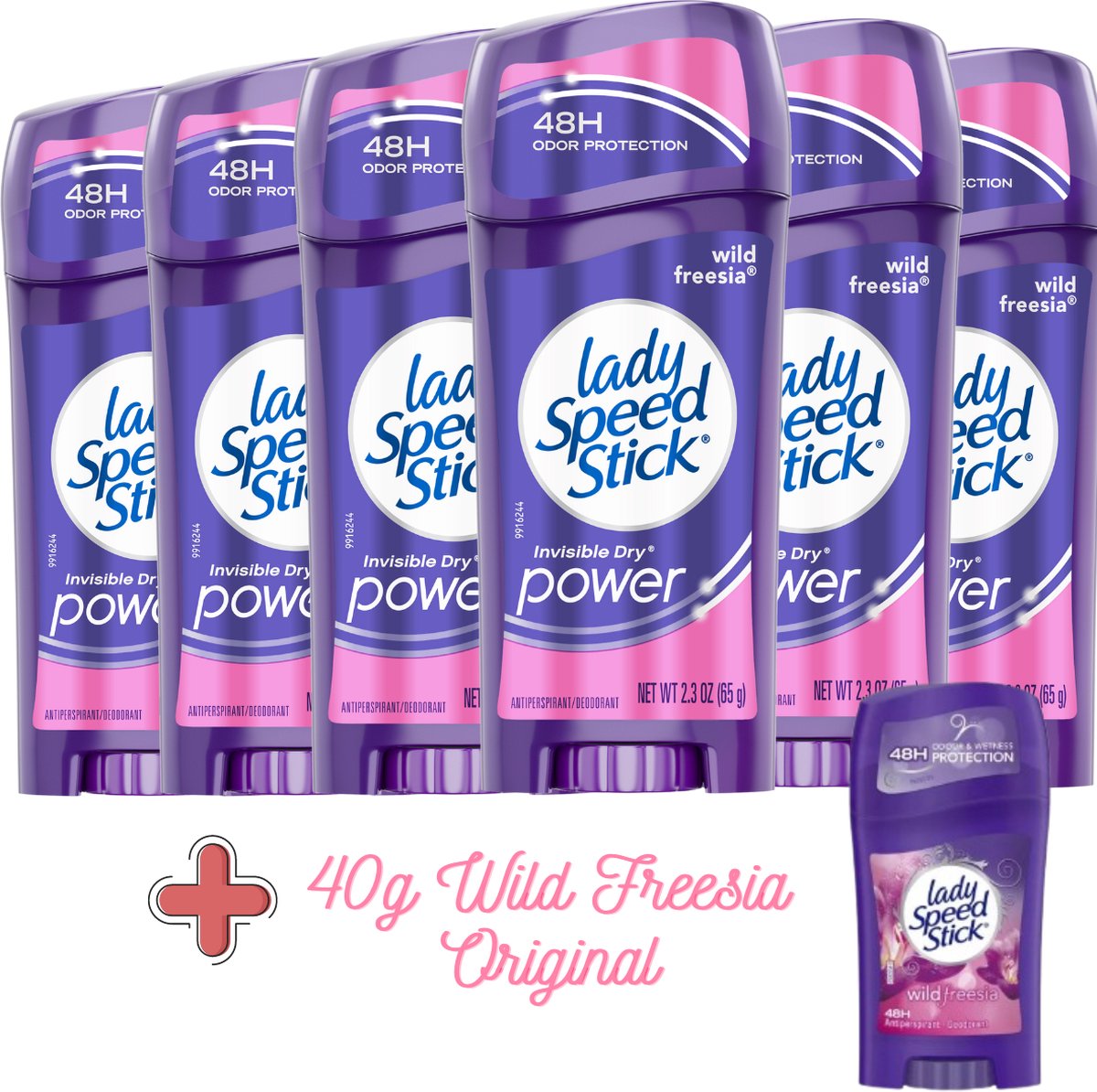 Goedkoopste Lady Speed Stick Invisible Dry Power Wild Freesia Deodorant Vrouw - 6 x 65g 40g - Deodorant Vrouw Voordeelverpakking