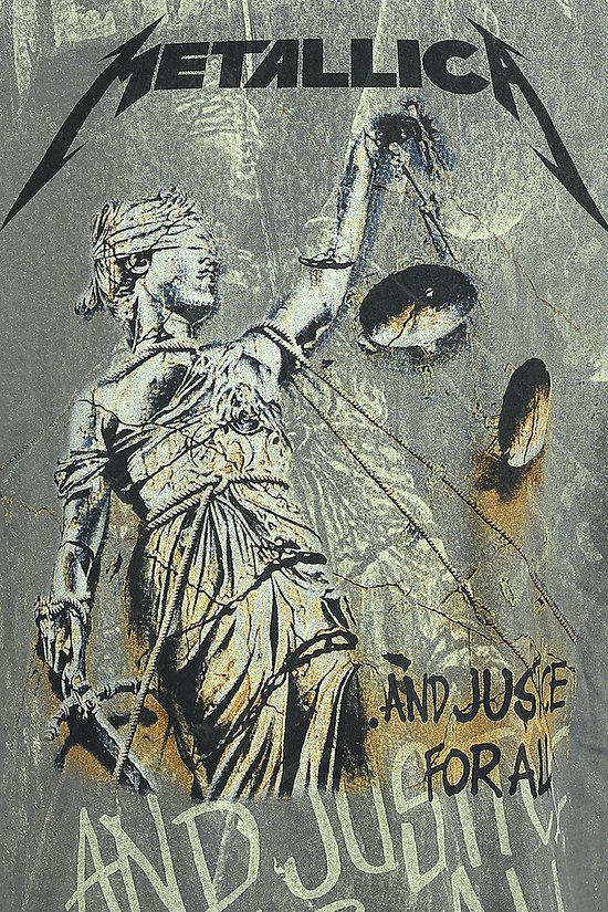 Tshirt Homme Metallica -XL- And Justice For All Neon Grijs