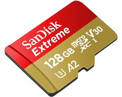 SanDisk Extreme microSDXC-kaart 128 GB Class 10, UHS-I, v30 Video Speed Class – Schokbestendig, Waterdicht