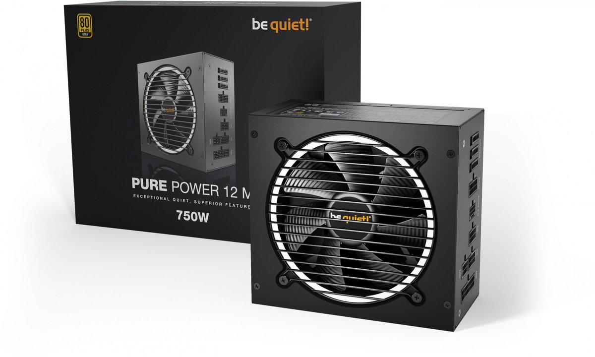 be quiet! PURE POWER 12 M 750W - Voeding ATX12V 3.0, EPS12V 2.92 - 80 Plus Gold - 750 Watt - Modulair - 100-240V - Actieve PFC - PCIe 5.0 - zwart