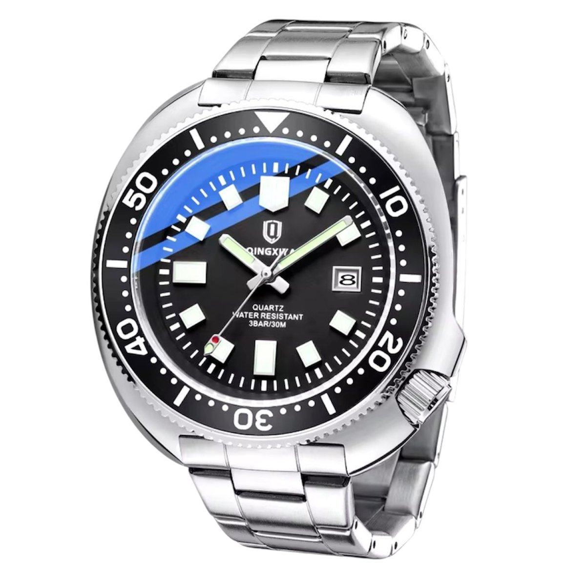 Mpariz Luxe Herenhorloge - Mannen - Zilveren Polsband - Zilver en Zwart - Luxe Doos - RVS - Waterdicht - Lichtgevend