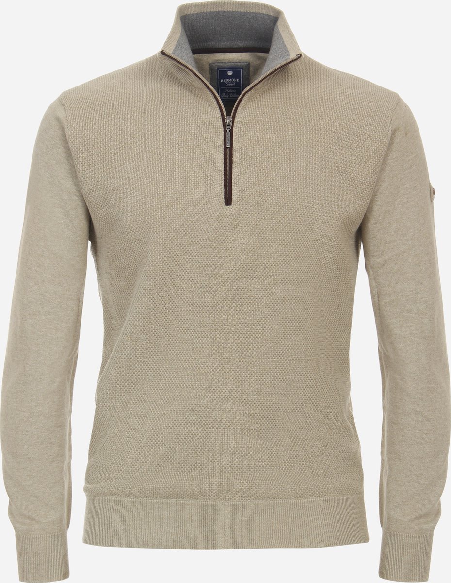Redmond heren schipperstrui katoen - opstaande kraag - beige (middeldik)