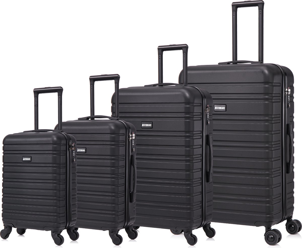 BlockTravel - kofferset - 4 delig - ABS - ruimbagage en handbagage - 29 39 74 en 95 liter - inbouw TSA slot - zwart