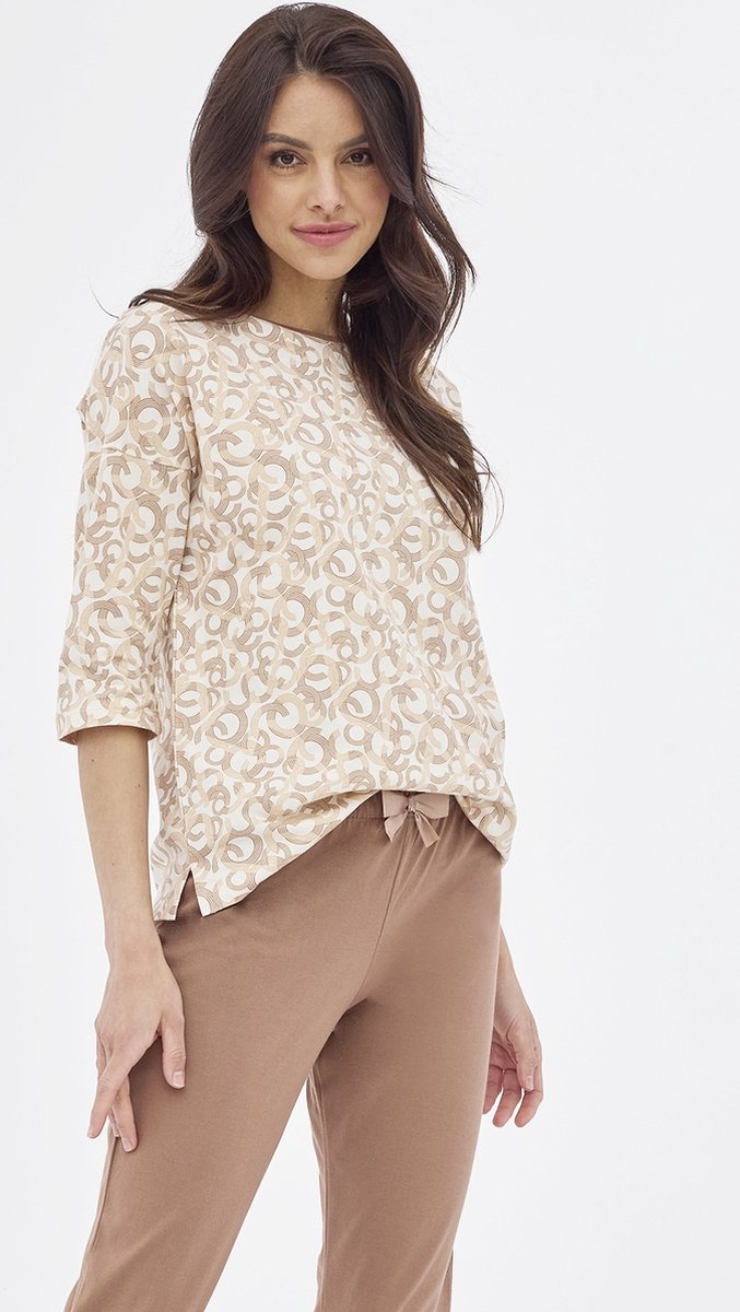Cornette Dames Pyjama Winter Grote Maten Ines 147/396 38 / Beige