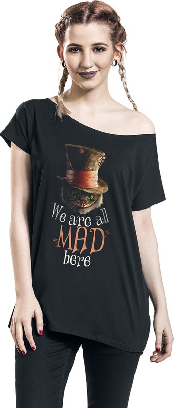 Disney Alice au Pays des Merveilles Tshirt Femme -L- Cheshire Cat Mad Zwart