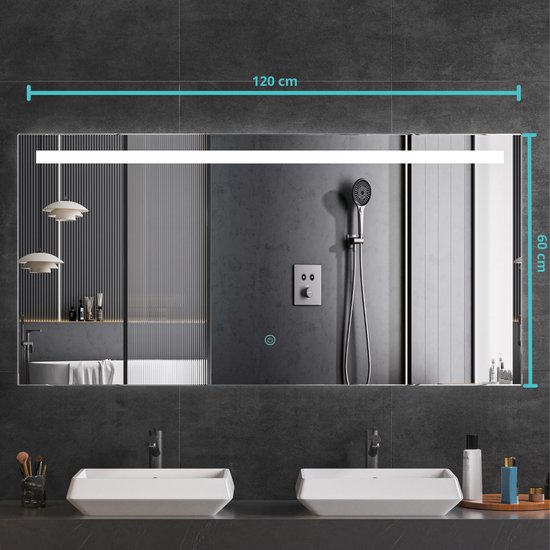 Wiesbaden Avi LED-spiegel rechthoekig condensvrij 120x60cm - mat zwart