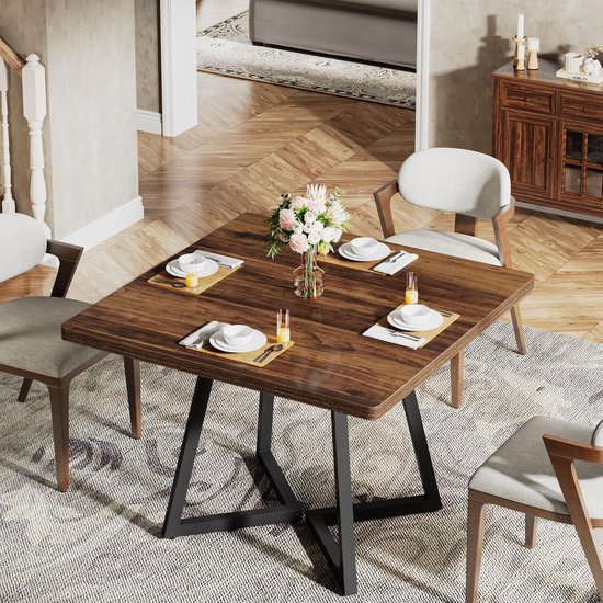 Tribesigns Table à Manger Ronde 80 Cm Pour 2-4 Personnes - Marron, Design Élégant Et Stable Pour Cuisine & Salon