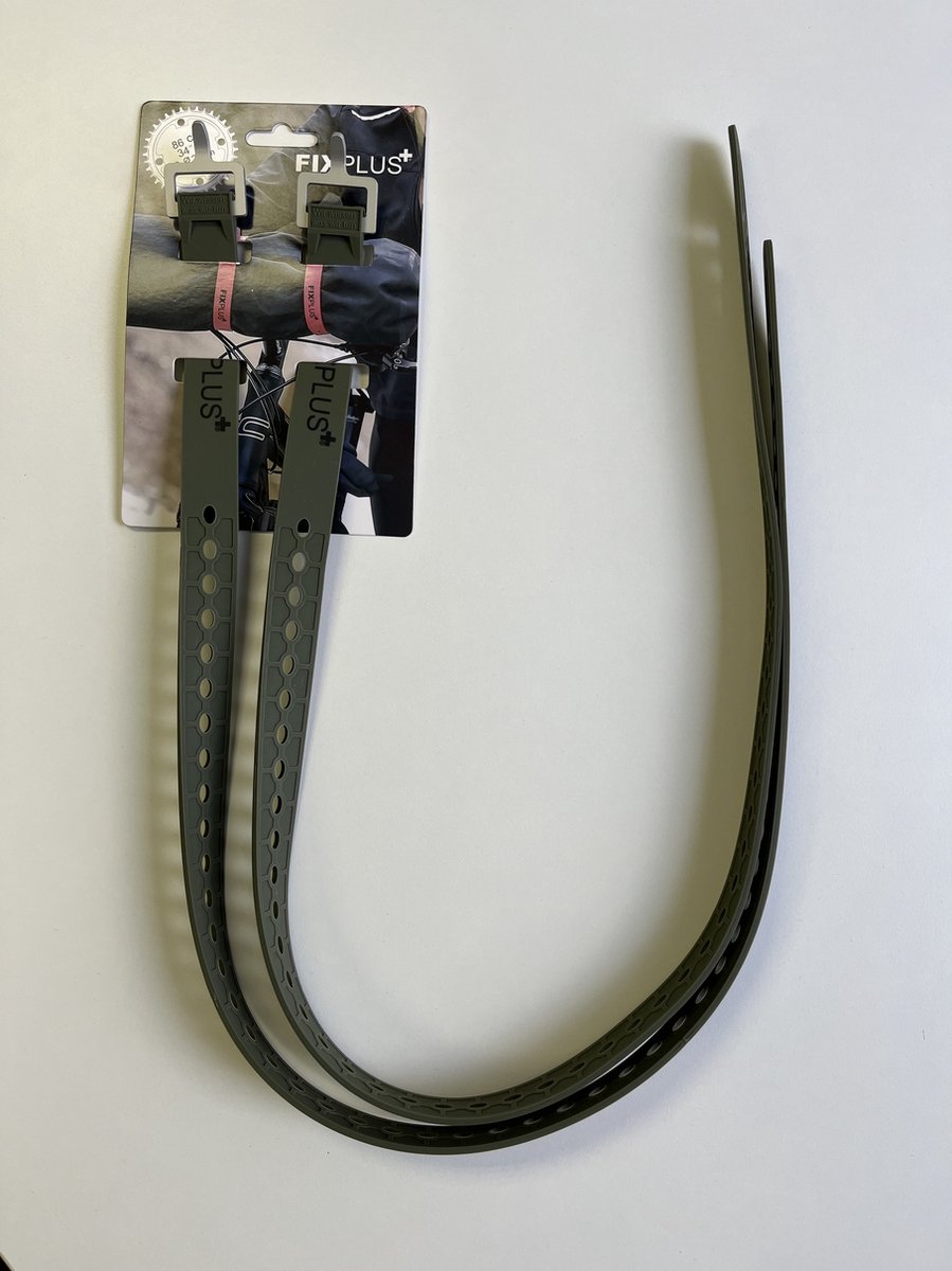 2 Fixplus straps 86cm olijfgroen TPU strap voor snel en effectief bundelen en bevestigen van fietsonderdelen, ski's, buizen, stangen, touwen en latten