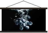 Support pour affiches avec affiche 120x60 cm - Affiche scolaire - Myrtilles - Fruits - Baies - Nature morte - Water - Zwart - Affiche textile - Lattes noires