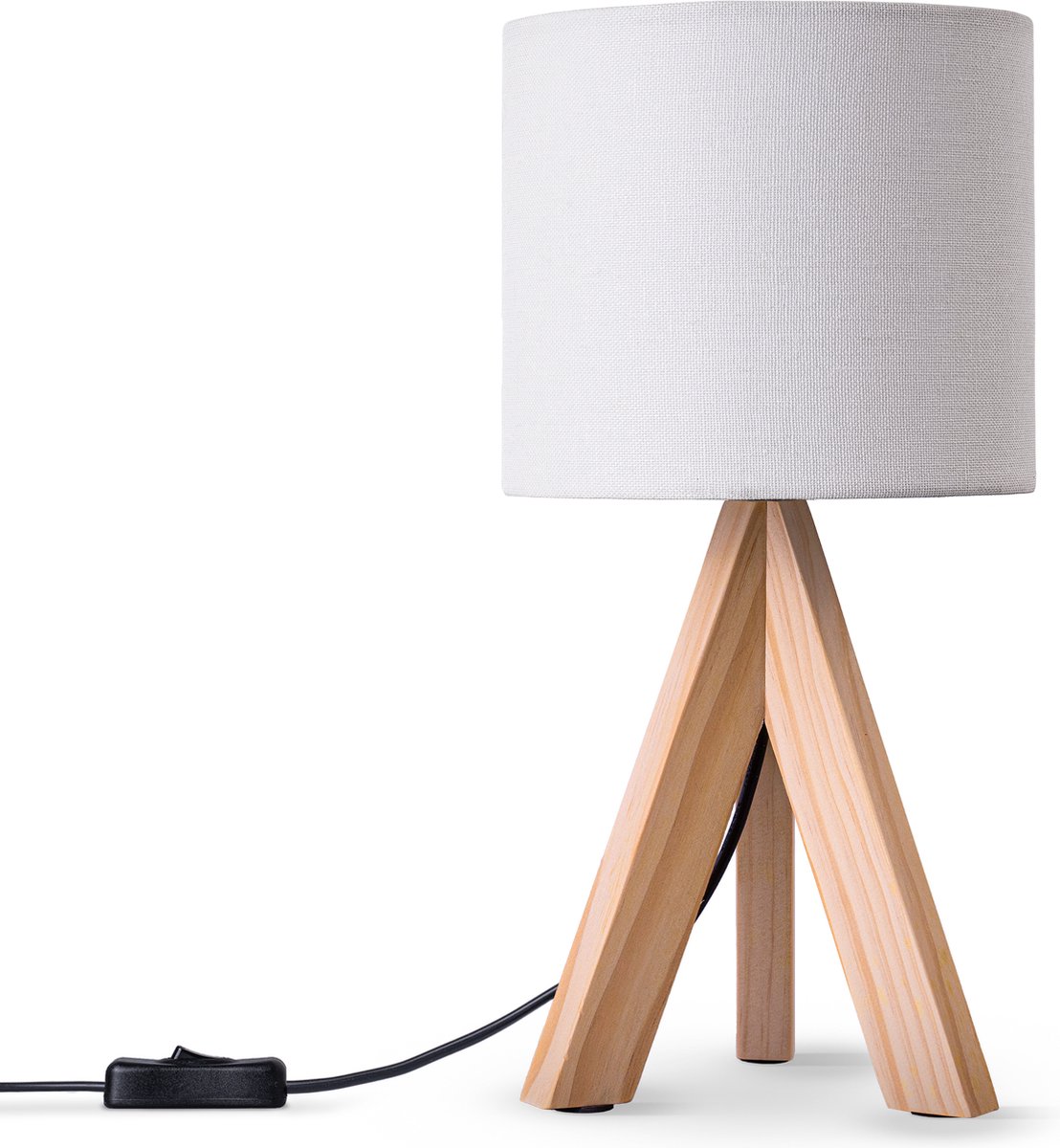 Paco HomeTafellamp Driepoot Lamp Nachtkastje Staande Lamp E14 Stoffen Lampenkap Uni