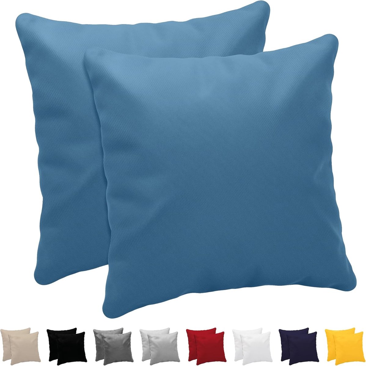 Azalia Kussensloop (Set van 2) – Blauw Katoen - Voor Kussens 80 x 80 cm - 100% Jersey Katoen - Beddengoed Dubbel Bed Kussensloop - Kussenbeschermer - Bestendig en Hypoallergeen