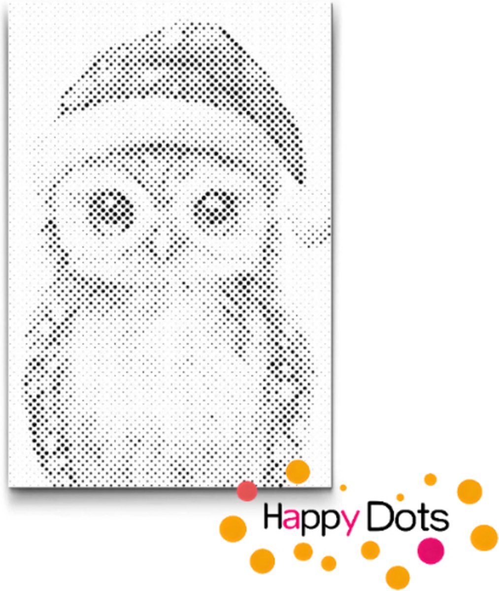 HappyDots DOT Painting Uil met Kerstmuts - Stippelschilderij 20x30cm