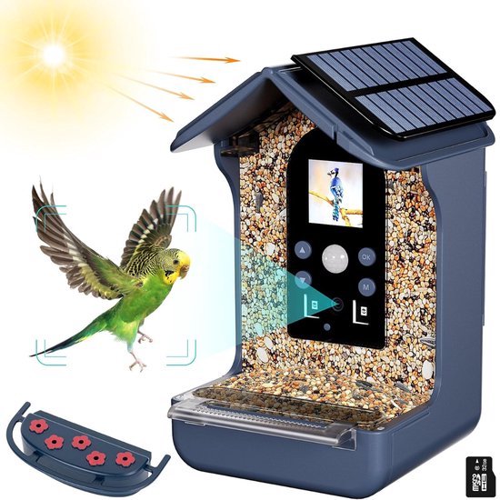 Luxe Vogelhuisje – Met Camera – Vogelvoerhuisje – Hangend – 1080P Opname – Automatische Foto’s & Video’s – Zonne Energie – Blauw