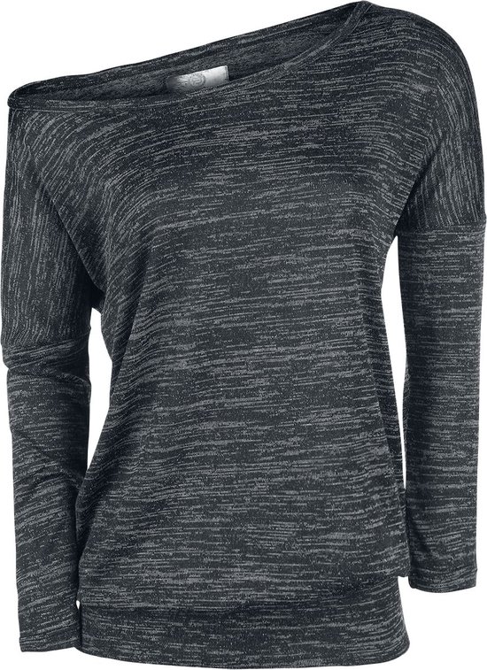 R.E.D. Rock-Engineered Design Grijs gevlekt basisshirt met lange mouwen - Dames - XS