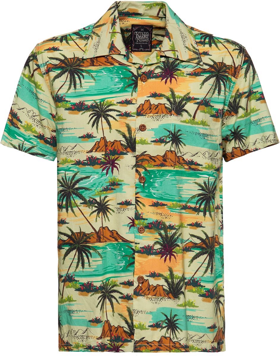 King Kerosin AOP Tropical Sea Heren Shirt met korte mouwen - meerkleurig - L