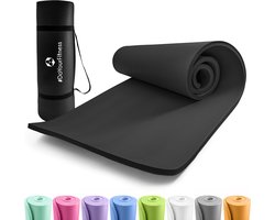 #DoYourFitness dikke yoga mat perfect voor pilates, aerobics, yoga - Yamuna - non-slip, slijtvast - 183 x 61 x 1,5 cm - zwart